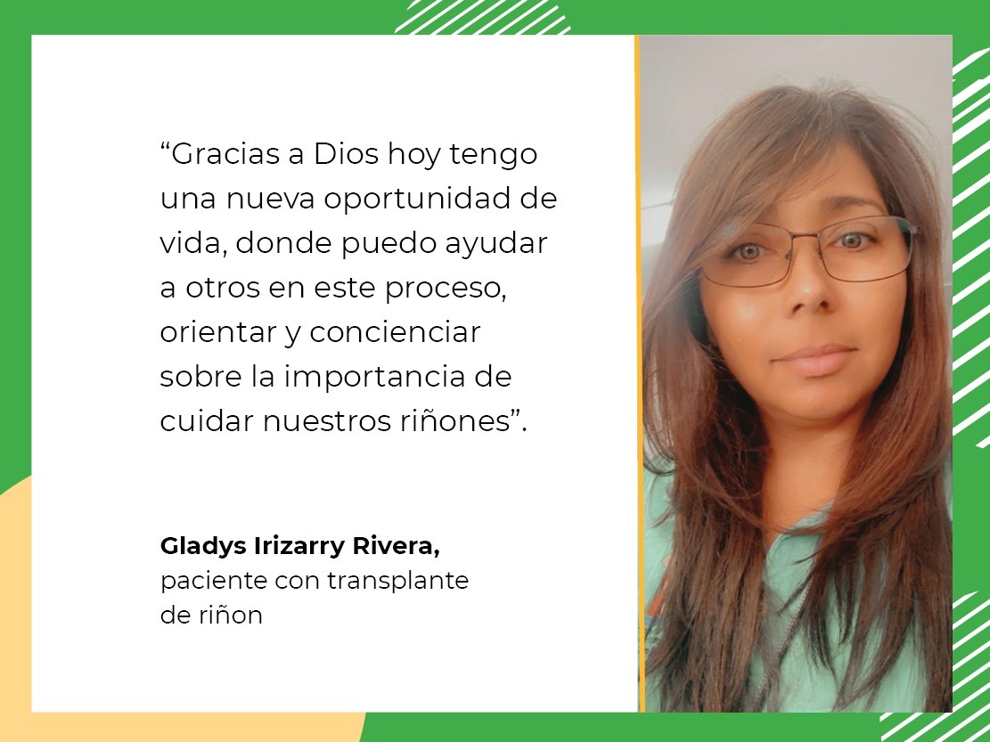 Gladys Irizarry Rivera, paciente con trasplante de riñón